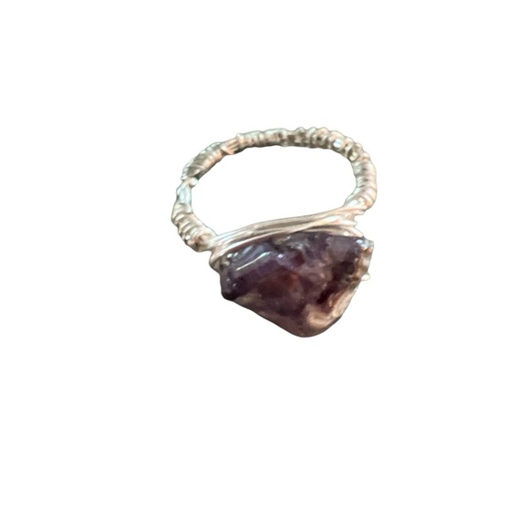 HANDMADE | PURPLE STONE SILVER WIRE RING SZ 8 - Picture 6 of 6